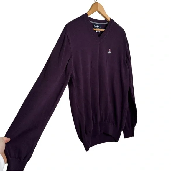Psycho Bunny V Neck Purple Sweater - Picture 4 of 7